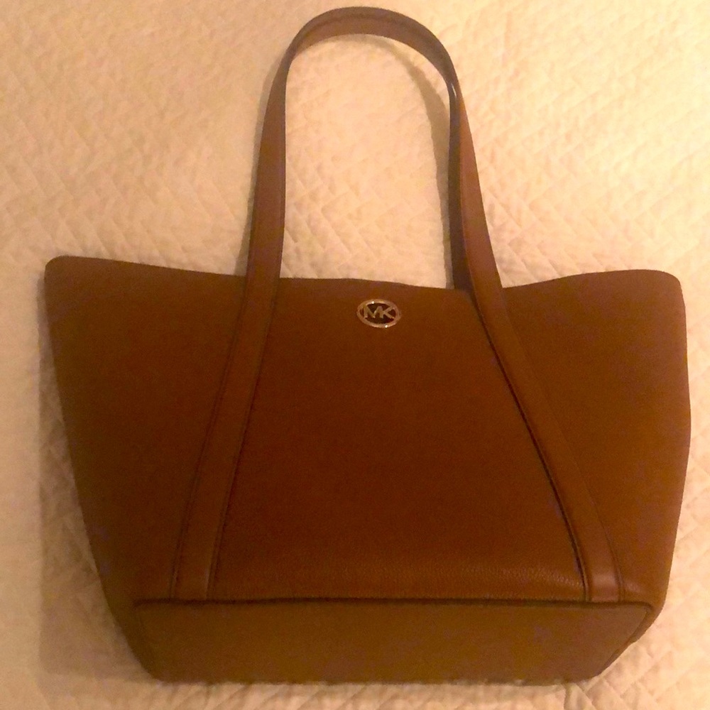NWT Michael Kors Hadleigh Large Double Handle Tote Brown Pebble Leather